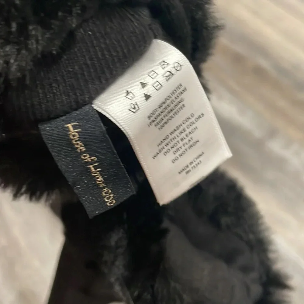 House of Harlow black faux fur gloves